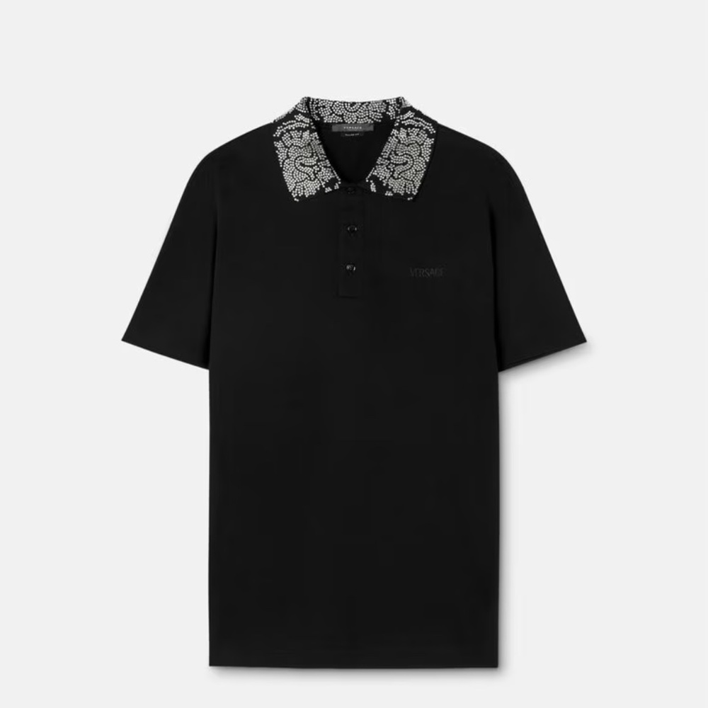 Versace studded collar polo